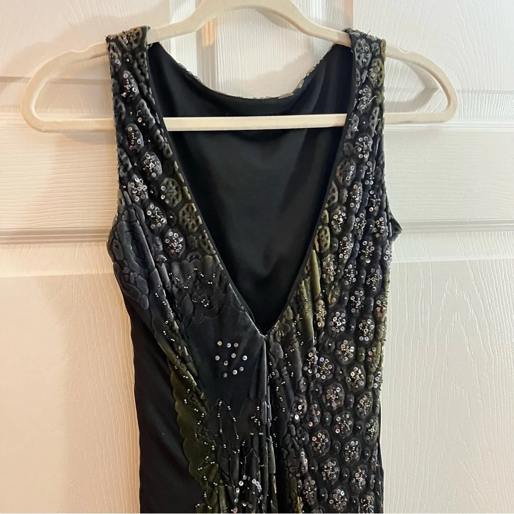 Sue Wong Velvet Burnout Beaded Dress 10 - Picture 5 of 11